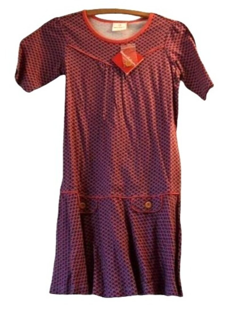 Hanna Andersson Dress Girls Drop Waist Purple and Coral Owl Size 140 NWT CJ103 - Picture 3 of 4